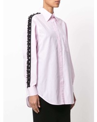 Chemise de ville à rayures verticales rose N°21