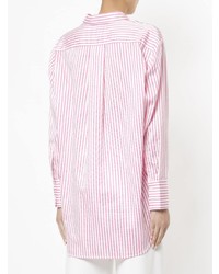 Chemise de ville à rayures verticales rose