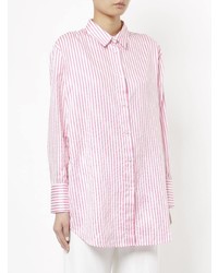 Chemise de ville à rayures verticales rose