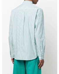 Chemise de ville à rayures verticales vert menthe Isabel Marant