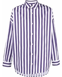 Chemise de ville à rayures verticales violette Emporio Armani