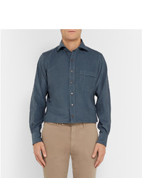 Chemise de ville bleu canard Drakes