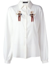 Chemise de ville brodée blanche Dolce & Gabbana