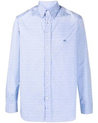 Chemise de ville brodée bleu clair Etro