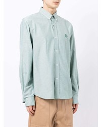 Chemise de ville brodée vert menthe Kenzo