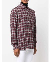 Chemise de ville écossaise bordeaux Kiton