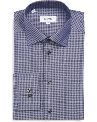 Chemise de ville en pied-de-poule bleue