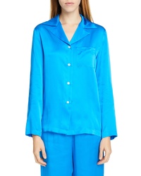 Chemise de ville en soie turquoise