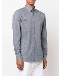 Chemise de ville imprimée blanc et bleu marine BOSS