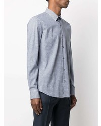 Chemise de ville imprimée blanc et bleu marine BOSS