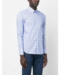 Chemise de ville imprimée bleu clair Canali