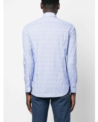 Chemise de ville imprimée bleu clair Canali