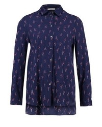 Chemise de ville imprimée bleu marine Esprit