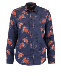 Chemise de ville imprimée bleu marine Topshop