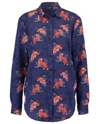 Chemise de ville imprimée bleu marine Topshop