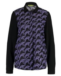 Chemise de ville imprimée bleu marine Versace