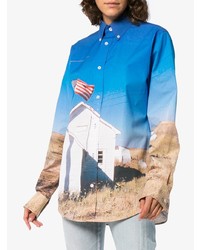 Chemise de ville imprimée bleue Calvin Klein Jeans Est. 1978