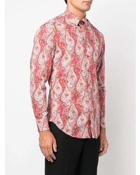 Chemise de ville imprimée cachemire rouge Etro