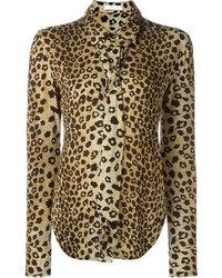 Chemise de ville imprimée léopard marron clair Chloé