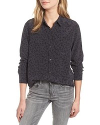 Chemise de ville imprimée léopard noire