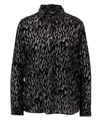 Chemise de ville imprimée léopard noire The Kooples