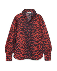 Chemise de ville imprimée léopard rouge