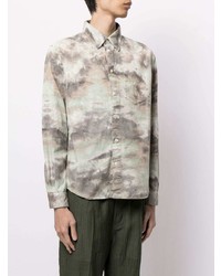 Chemise de ville imprimée tie-dye vert menthe John Elliott