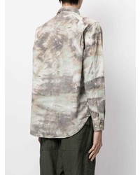 Chemise de ville imprimée tie-dye vert menthe John Elliott