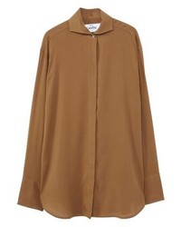 Chemise de ville marron clair Mango