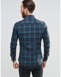 Chemise écossaise bleu canard Asos