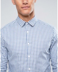 Chemise écossaise bleu clair Asos