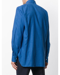 Chemise écossaise bleue Kiton