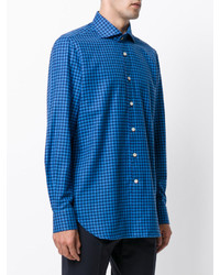 Chemise écossaise bleue Kiton