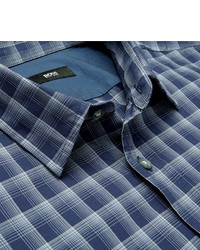 Chemise écossaise bleue Hugo Boss