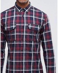 Chemise écossaise bordeaux Jack and Jones