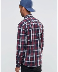 Chemise écossaise bordeaux Jack and Jones