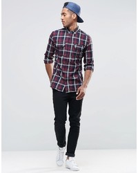 Chemise écossaise bordeaux Jack and Jones