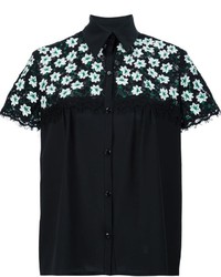 Chemise en dentelle à fleurs noire