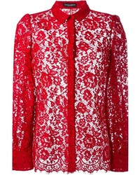 Chemise en dentelle à fleurs rouge Dolce & Gabbana