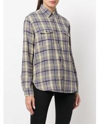 Chemise en jean à carreaux grise Saint Laurent
