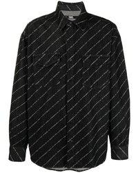 Chemise en jean à rayures horizontales noire et blanche Karl Lagerfeld
