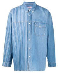 Chemise en jean à rayures verticales bleu clair Martine Rose