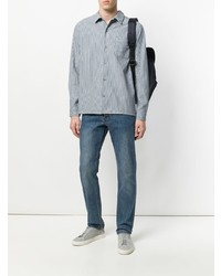 Chemise en jean à rayures verticales bleue A.P.C.