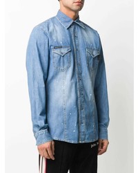 Chemise en jean bleu clair Philipp Plein