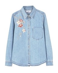Chemise en jean bleu clair Mango