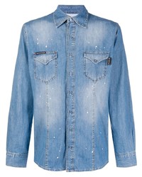 Chemise en jean bleu clair Philipp Plein