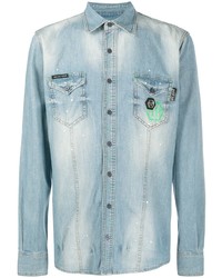 Chemise en jean bleu clair Philipp Plein