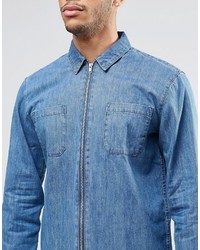 Chemise en jean bleu clair Pull&Bear