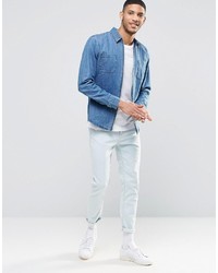 Chemise en jean bleu clair Pull&Bear