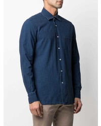 Chemise en jean bleu marine Kiton